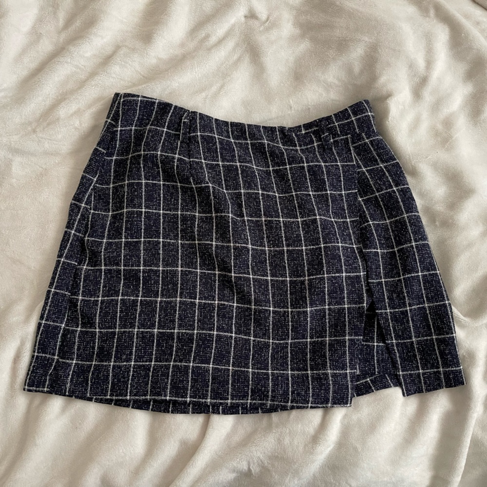 She + Sky mini skirt plaid and blue
